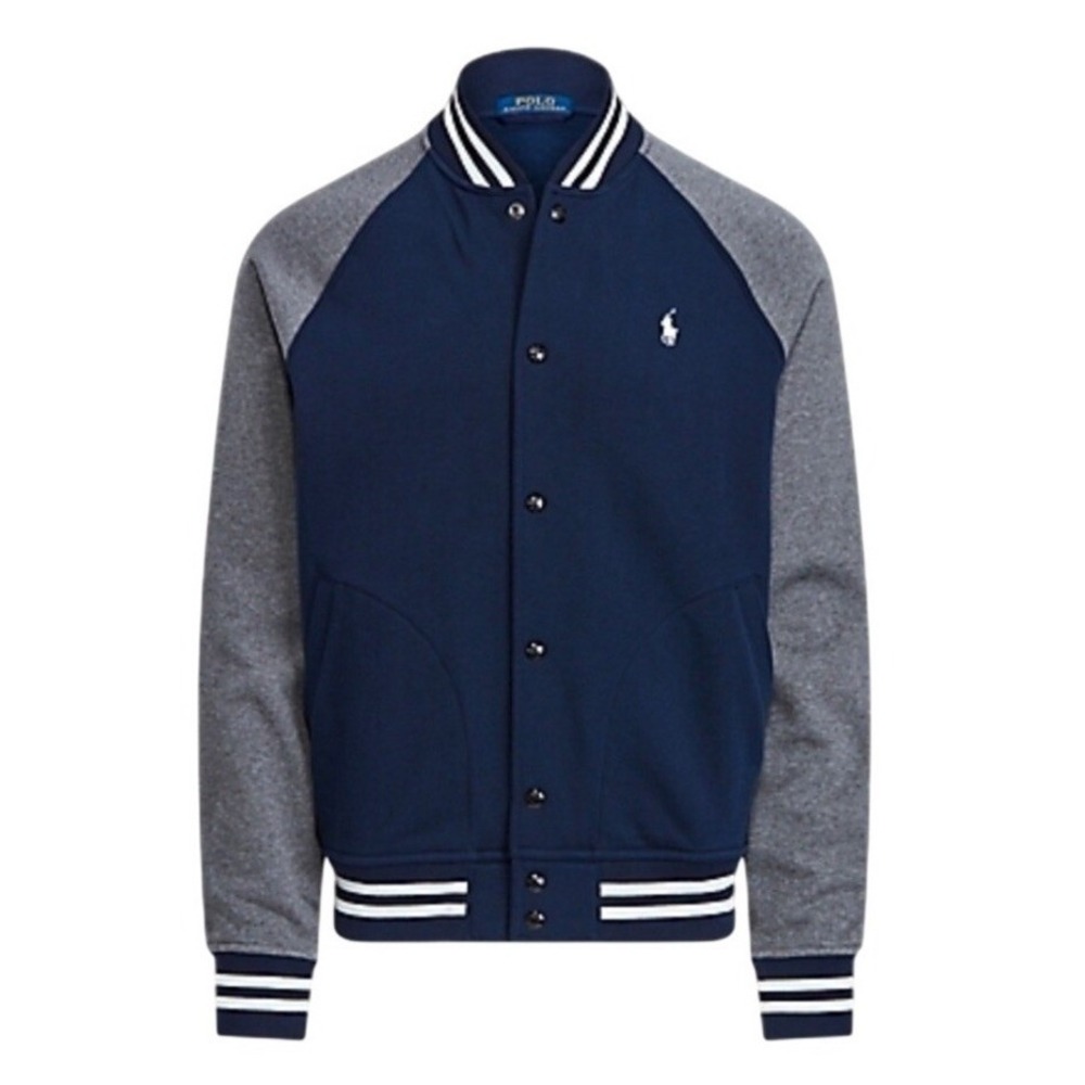 Polo Ralph Lauren Jacket Men 2XL Tall Varsity Snap Baseball Collar Bomber Fleec